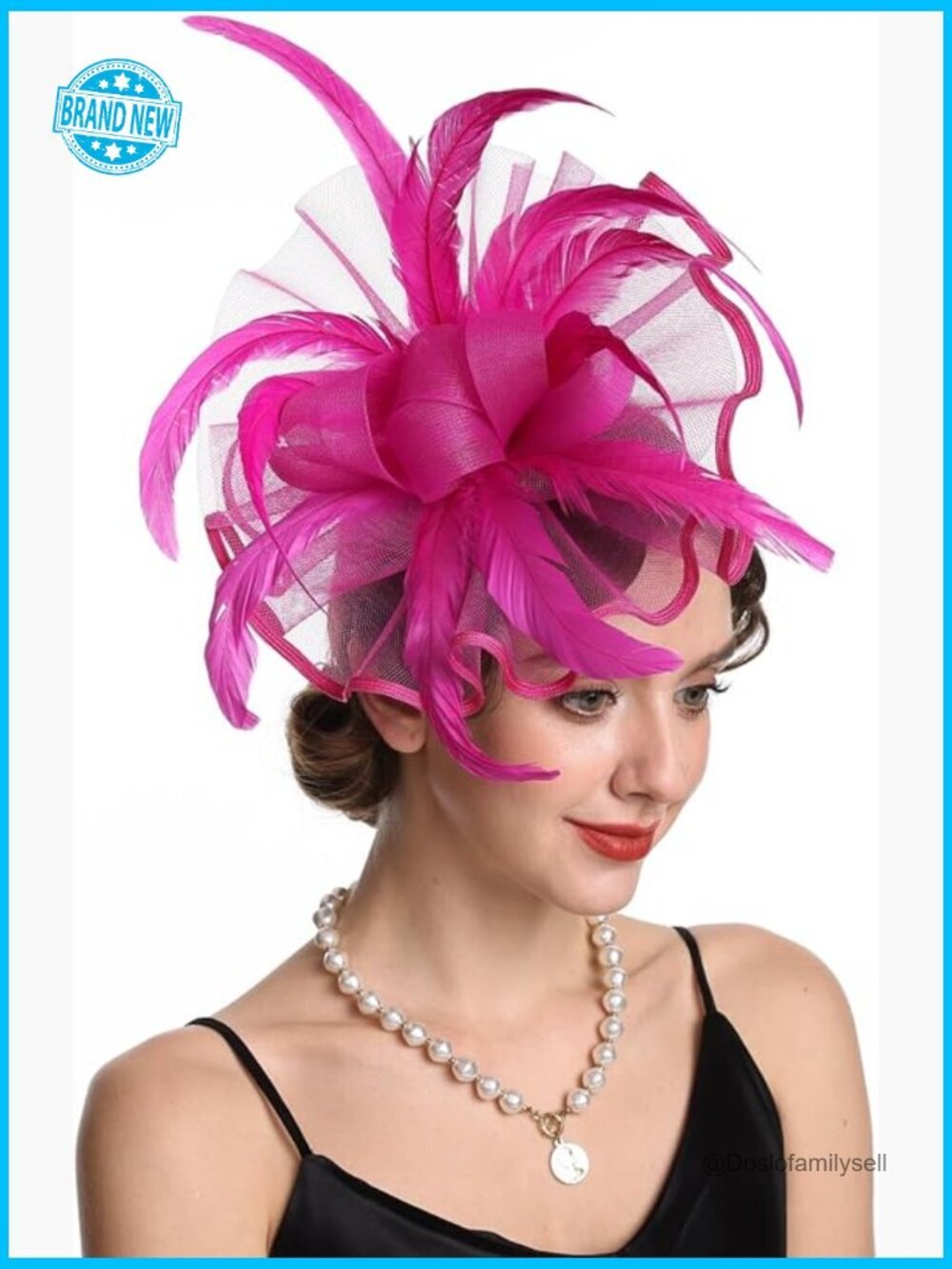 Feather Fascinator Hat Vintage Headpiece with Headband and Clip Tea Party